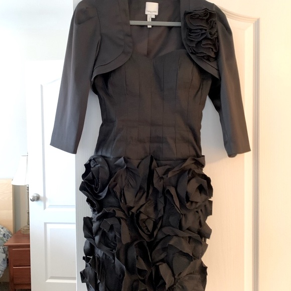 Max & Cleo Black Rosette Sweetheart Neckline Party Holiday Dress - Picture 4 of 15